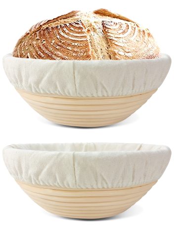 9in Round Banneton Bread Proofing Basket for Professional and Home Bakers, Sourdough Proofing Baskets for Artisan Bread Making, Pack of 2