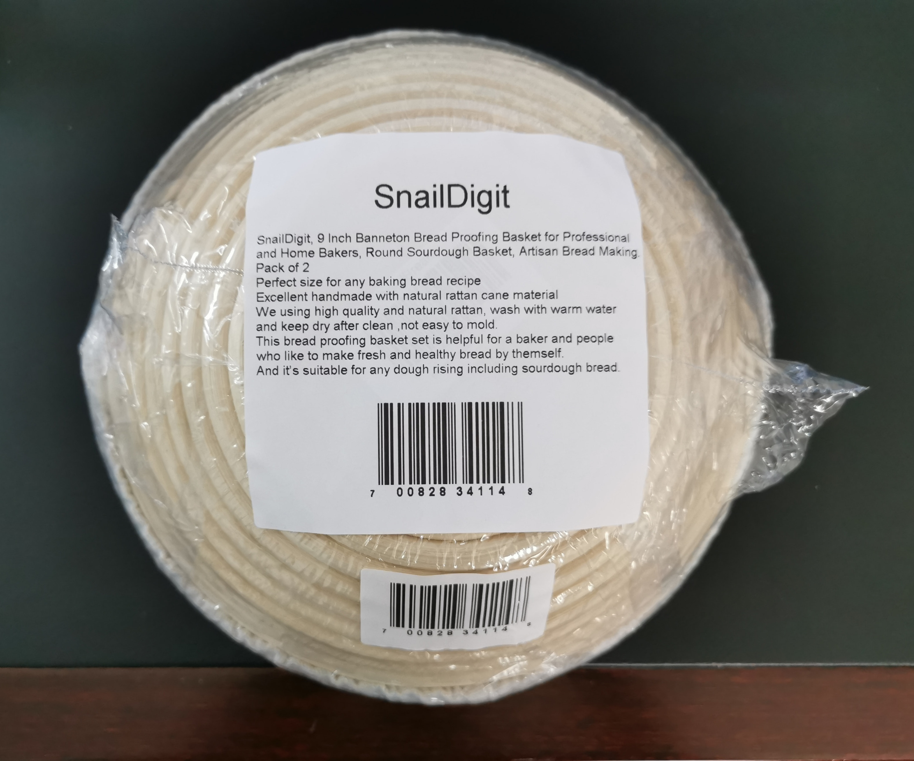 SnailDigit, 9 Inch Bread Proofing Basket for Professional and Home Bakers, Round